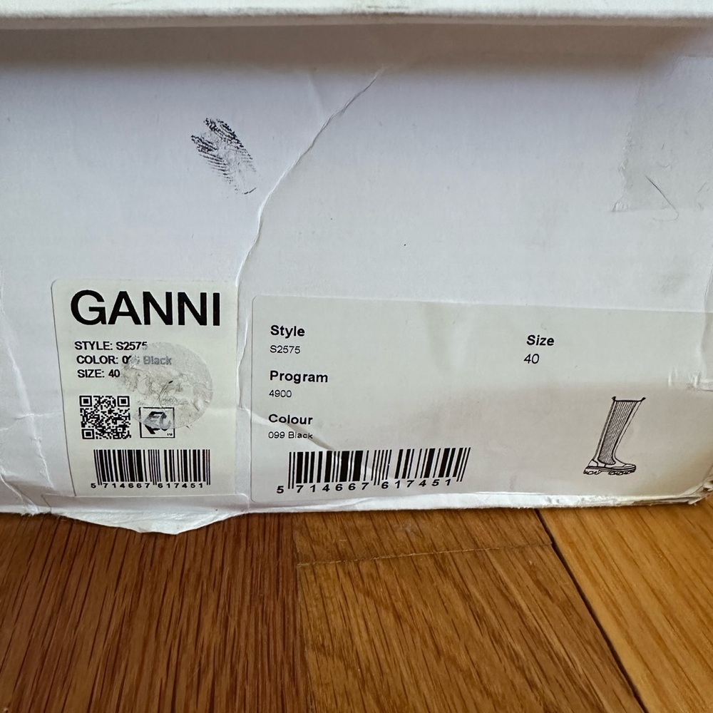 Ganni Knee High Leather Chelsea Boots Chunky Lug Sole Grunge Punk Edgy Black 10 - Picture 11 of 11